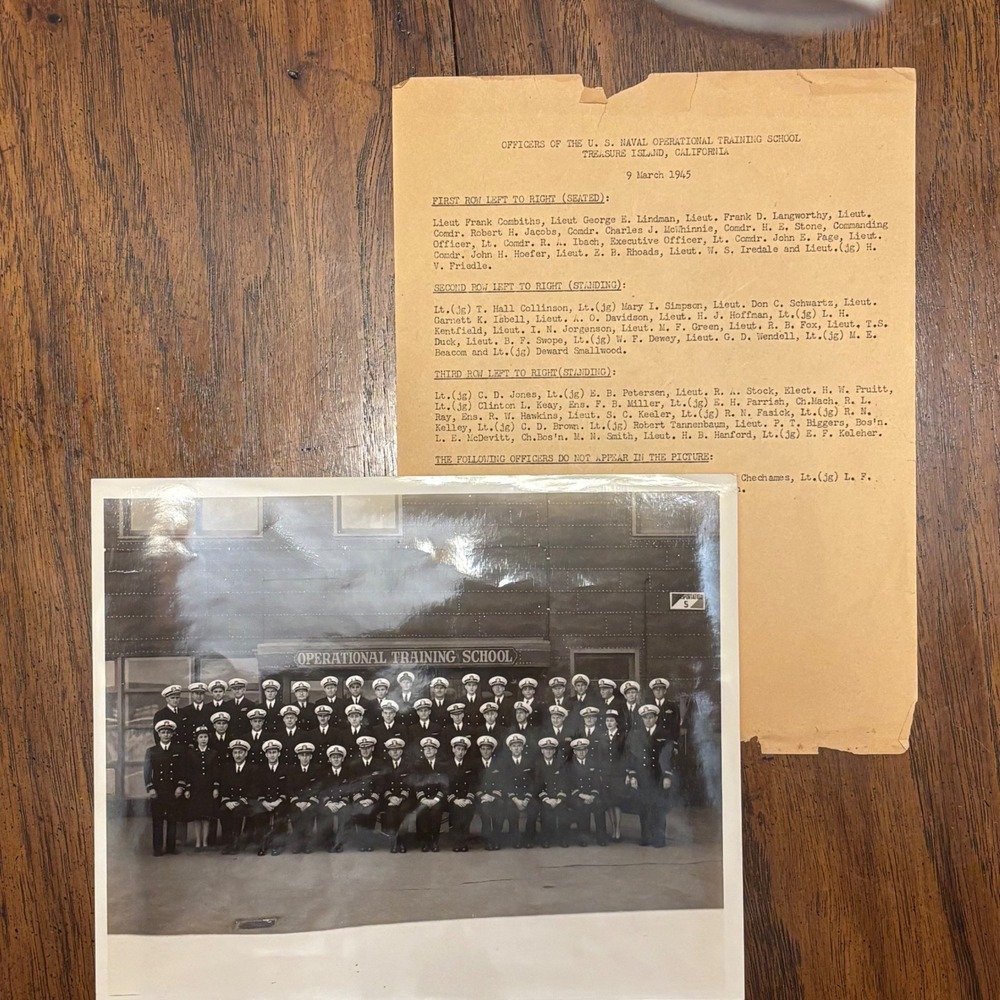 Vintage B&W 1945 US Navy Operational Training School Treasure Island Photo & Key - Picture 2 of 6
